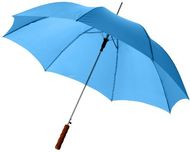 23" Lisa-sateenvarjo puukahvalla, automaattisesti avautuva, sininen liikelahja logopainatuksella